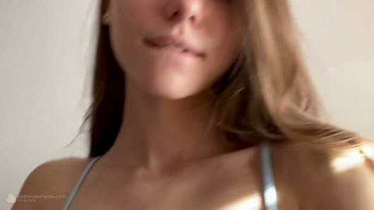 Katy Purr — Sunlit Selfie in a Blue Camisole