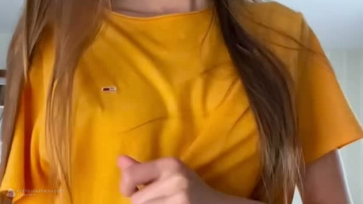 Katy Purr — Sunny Yellow Tee Teasing