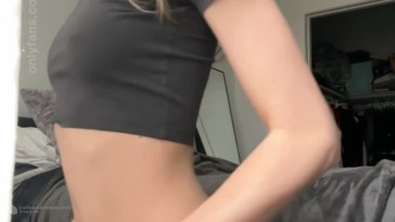 Cosmic Kitten — Playful Blonde Teases In Grey Shorts