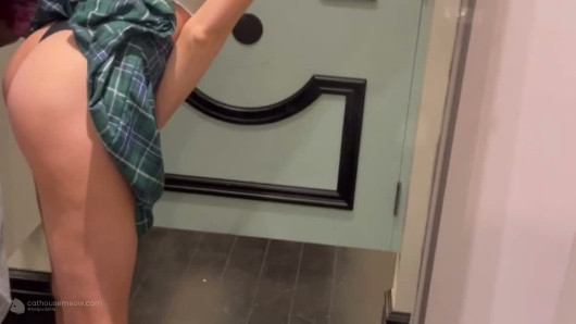 Playful Plaid Skirt Fitting Room Mirror